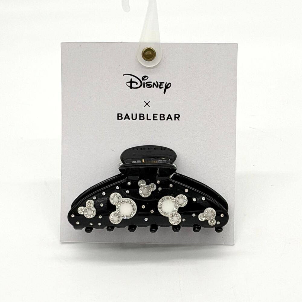 Disney X Baublebar Black & White Rhinestone Mickey Head Hair Claw Clip NEW